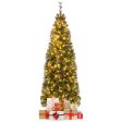 5 6 7 8 9 FT Pre-Lit Artificial Hinged Slim Pencil Christmas Tree-6 ft For Sale