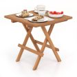 Square Patio Folding Table Teak Wood with Slatted Tabletop Portable for Picnic Hot on Sale