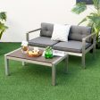 Modern Rectangular Patio Coffee Table with Plastic Wood Tabletop and Rustproof Aluminum Frame-Gray Online Sale