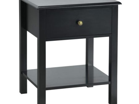 Nightstand End Table with Drawer and Shelf-Black Online Hot Sale