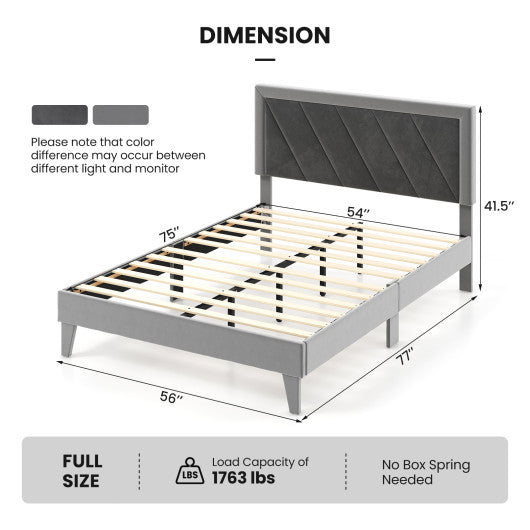 Twin Full Queen Platform Bed with High Headboard and Wooden Slats-Full Size Online now