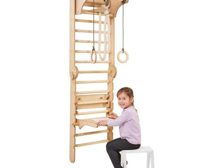 5in1: Wooden Swedish Wall   Climbing ladder for Children + Swing Set + Slide Board + Art Add-on Sale