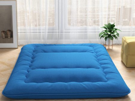 Foldable Futon Mattress with Washable Cover and Carry Bag for Camping Blue-Queen Size Sale