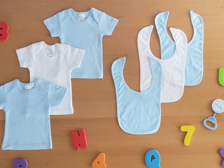 Blue and White Shirts with Bibs 6 pc Fashion