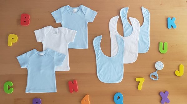 Blue and White Shirts with Bibs 6 pc Fashion