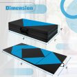 8 Feet PU Leather Folding Gymnastics Mat with Hook and Loop Fasteners-Blue Online Hot Sale