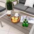 Modern Rectangular Patio Coffee Table with Plastic Wood Tabletop and Rustproof Aluminum Frame-Gray Online Sale