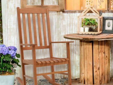 Eucalyptus Wood Rocker Chair with Stable and Safe Rocking Base for Garden on Sale