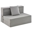 6 Inch Tri-fold Sofa Bed Folding Mattress with Pillow-Light Gray Online now