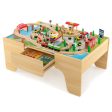 84-Piece Wooden Train Set with Reversible and Detachable Tabletop Cheap