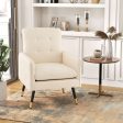 Linen Fabric Accent Chair with Removable Seat Cushion-White Online now