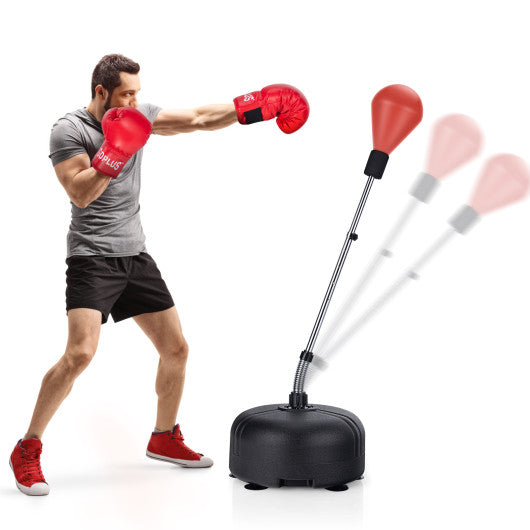 Adjustable Freestanding Punching Bag with Boxing Gloves-Red Cheap