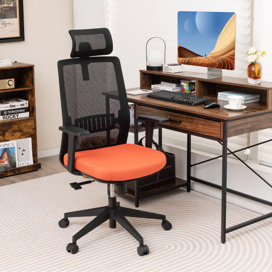 Ergonomic Office Chair with Lumbar Support and Adjustable Headrest-Black Online now