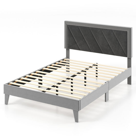 Twin Full Queen Platform Bed with High Headboard and Wooden Slats-Full Size Online now