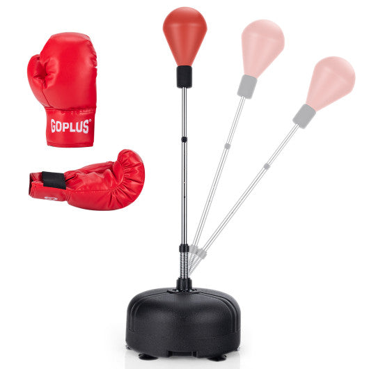 Adjustable Freestanding Punching Bag with Boxing Gloves-Red Cheap