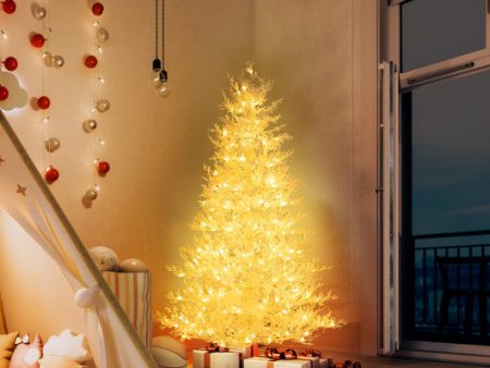 6 Feet Artificial Xmas Tree with 383 PE Branch Tips and 300 LED Lights For Discount