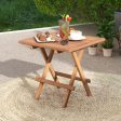 Square Patio Folding Table Teak Wood with Slatted Tabletop Portable for Picnic Hot on Sale