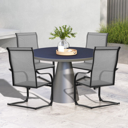 2 Pieces C-Spring Motion Patio Dining Chairs with Breathable Fabric-Gray Online now