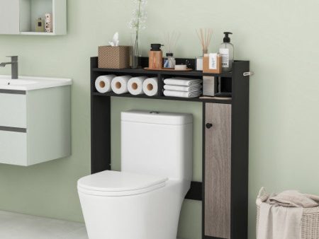 Bathroom Over the Toilet Floor Storage Organizer with Adjustable Shelves-Black Online Hot Sale