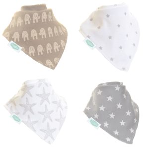 Bandana Dribble Bibs 4 Pack Grey And White on Sale