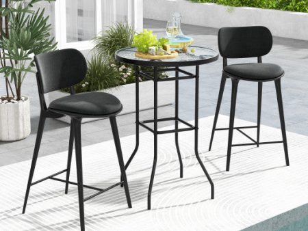 38 Inch Patio Bar Table with Tempered Glass Tabletop Sale