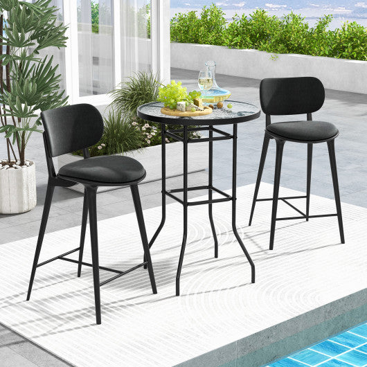 38 Inch Patio Bar Table with Tempered Glass Tabletop Sale