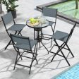 Outdoor Folding Bar Height Stool Set of 4 with Metal Frame and Footrest-Blue Supply