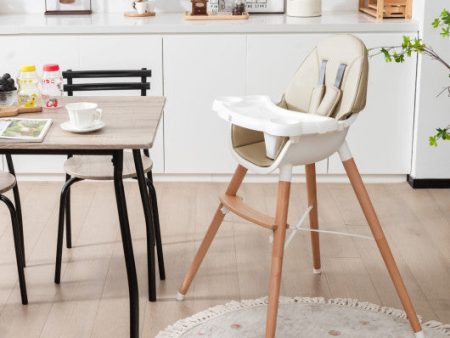 Baby High Chair with Dishwasher Safe Tray-Beige For Discount