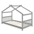 Twin Size Wooden House Bed with Roof-Gray Online