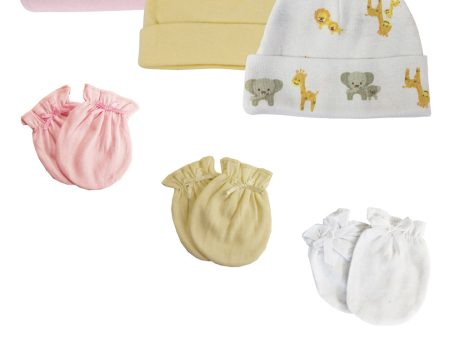 Preemie Baby Girl Caps with Infant Mittens and Booties - 8 Pack For Discount