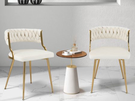 Upholstered Dining Chairs with Golden Metal Legs for Living Room-White Online