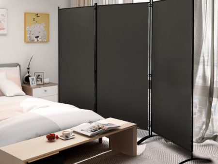 6 Feet 3 Panel Room Divider with Durable Hinges Steel Base-Gray Online Hot Sale