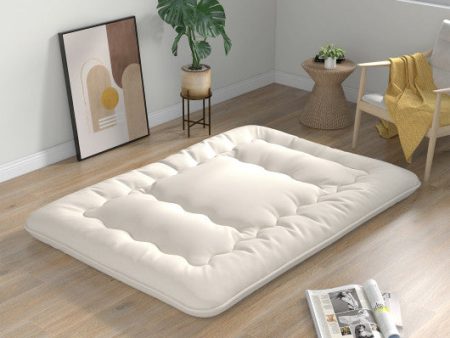 Queen King Twin Full Futon Mattress Floor Sleeping Pad with Washable Cover Beige-Full Size Discount