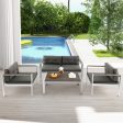 Modern Rectangular Patio Coffee Table with Plastic Wood Tabletop and Rustproof Aluminum Frame-Gray Online Sale