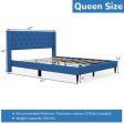 Queen Size Upholstered Platform Bed with Button Tufted Wingback Headboard-Blue Online now