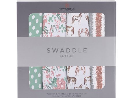 Horses and Roses Swaddle Blankets 4 Pack Online Sale