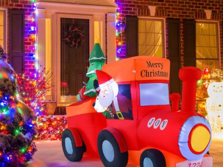 8.6 Feet Lighted Christmas Inflatable Train with Santa Claus Deer Online