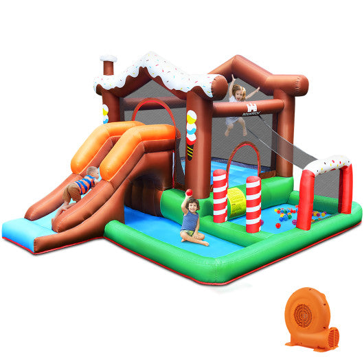 Kids Inflatable Bounce House Jumping Castle Slide Climber Bouncer with 550W Blower For Sale