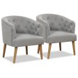 Upholstered Tub Chair with Solid Rubber Wood Legs and Adjustable Foot Pads for Living Room-Gray Sale