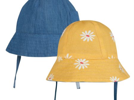 Frugi Helen Reversible Sun Hat Chambray Bumblebee Supply