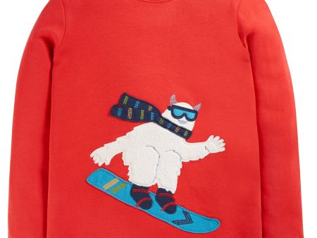 Frugi Adventure Applique Top True Red Yeti Fashion