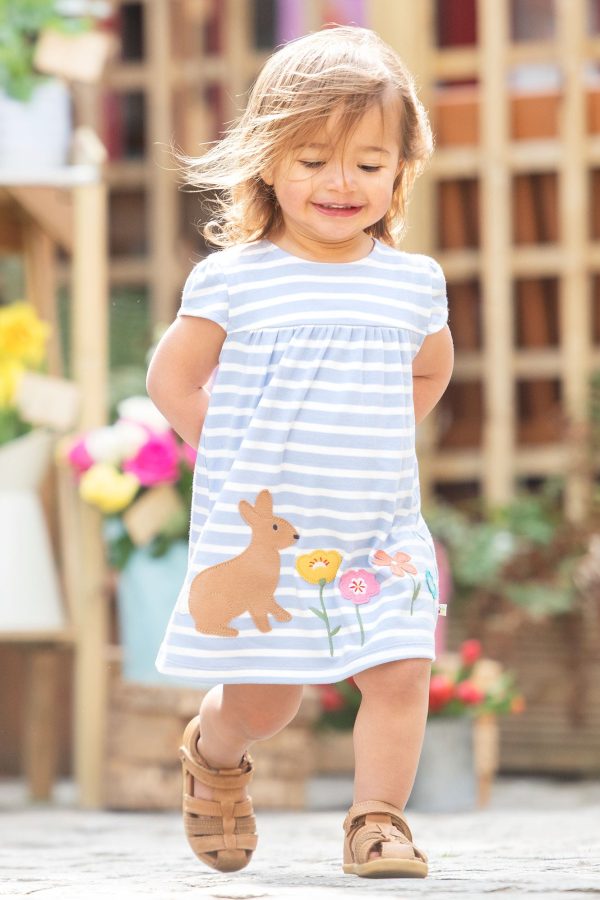 Frugi Little Layla Dress Lavender Breton Rabbit Online Sale