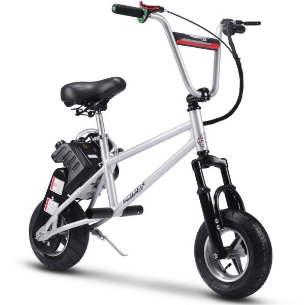 MotoTec 49cc Gas Mini Bike V2 Silver Online Hot Sale