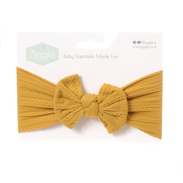 Ziggle Top Bow Turban Headband Mustard Hot on Sale