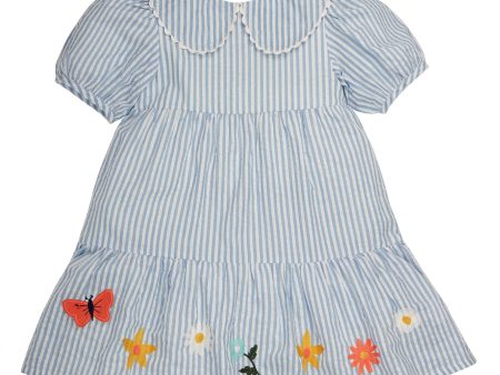 Frugi Cassie Collared Dress Beach Hut Blue Stripe Fashion