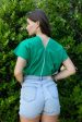 GREEN + WHITE V-NECK CROP Online Sale