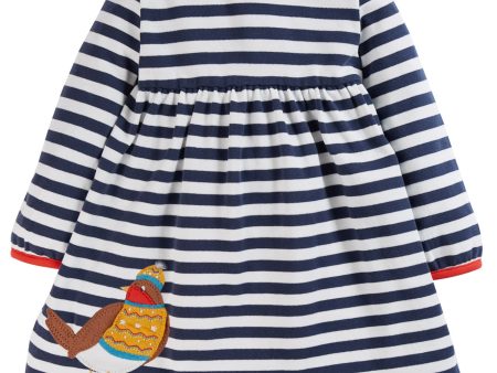 Frugi Dea Dress Indigo Stripe Robin For Discount